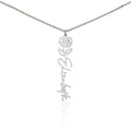 Birth Flower Name Necklace, A Gift She'll Treasure, Custom Handwritten Script Pendant, Gift for Her