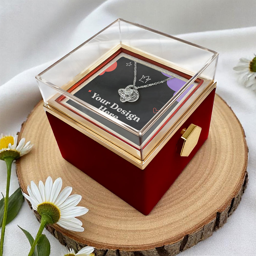 To My Wife, I Love You Always — Love Knot Necklace with Rotating Rose Box