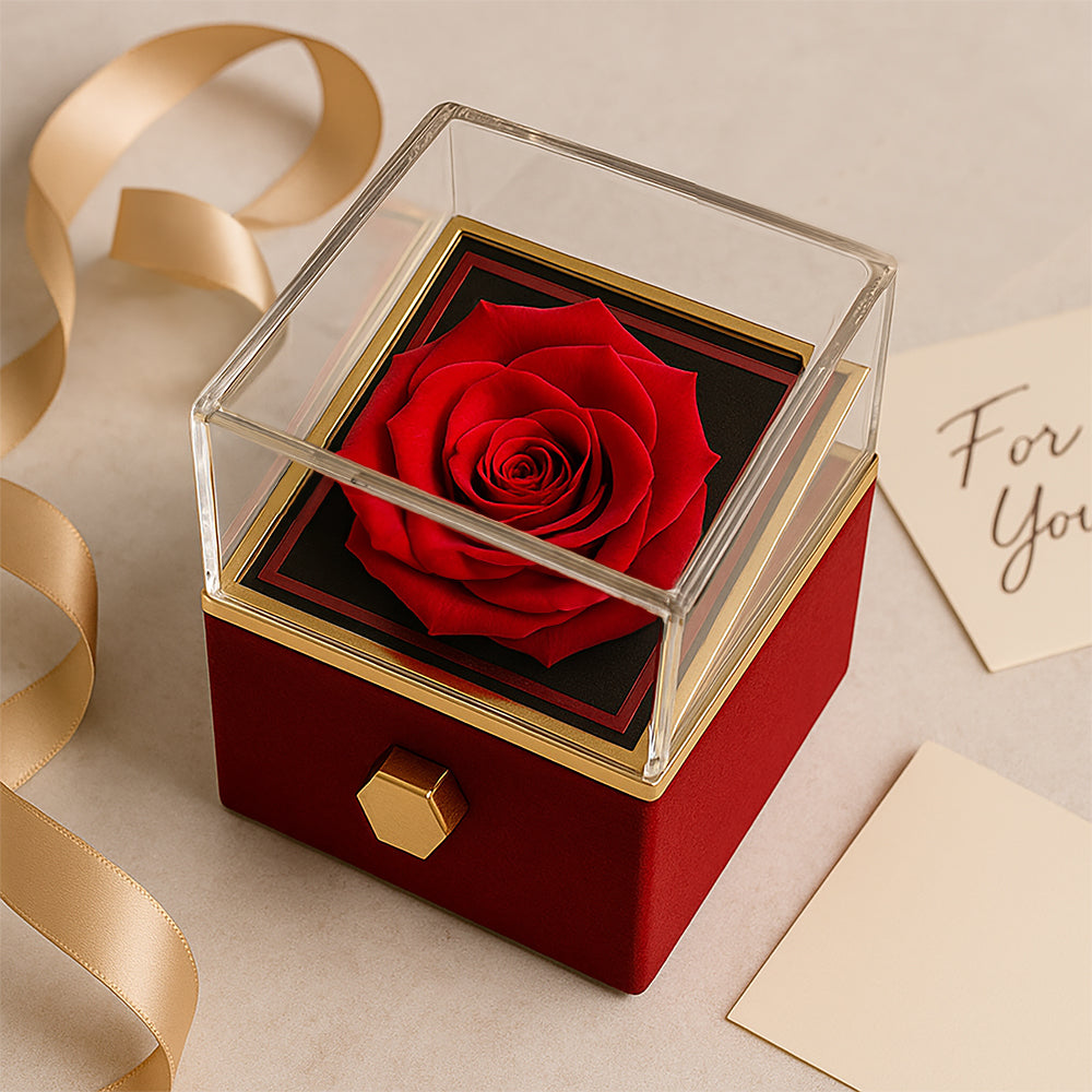 To My Wife, I Love You Always — Love Knot Necklace with Rotating Rose Box