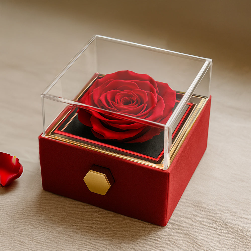 To My Wife, I Love You Always — Love Knot Necklace with Rotating Rose Box