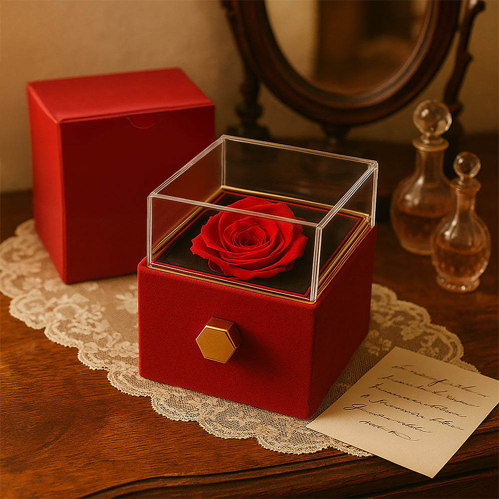 To My Wife, I Love You Always — Love Knot Necklace with Rotating Rose Box