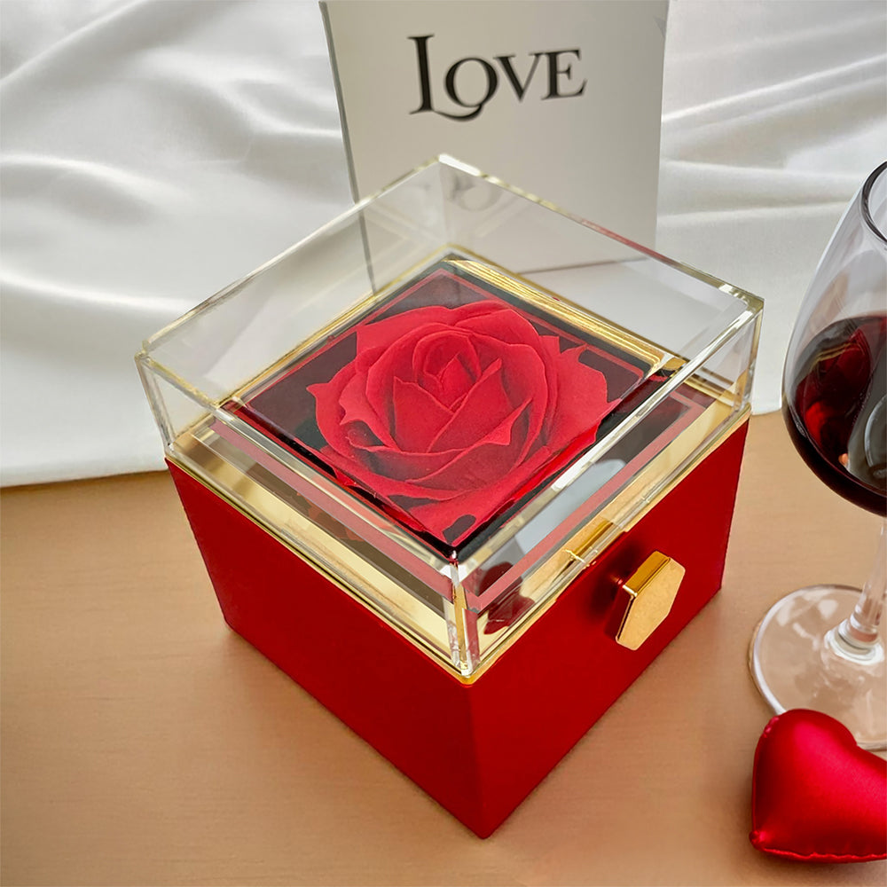 To My Wife, I Love You Always — Love Knot Necklace with Rotating Rose Box